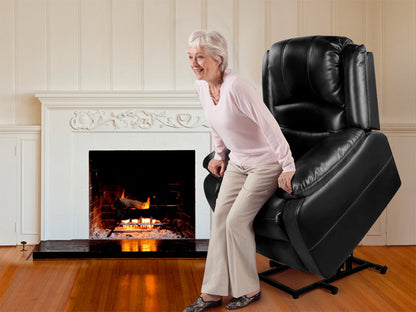 TACKspace Electric Power Lift Chair for Elderly - Safe Recliner with Remote - Breathable Soft Faux Leather Reclining Chair with 3 Positions, Side Pocket and USB Port, for Adults Up to 330 Lbs