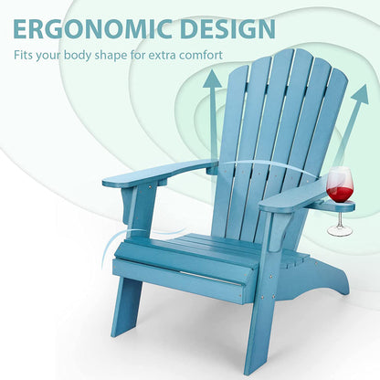 Poly Lumber Oversized Adirondack Chair with Cup Holder, Fade-Resistant Outdoor Seating with 350lbs Duty Rating, All-Weather Patio Chair for Garden