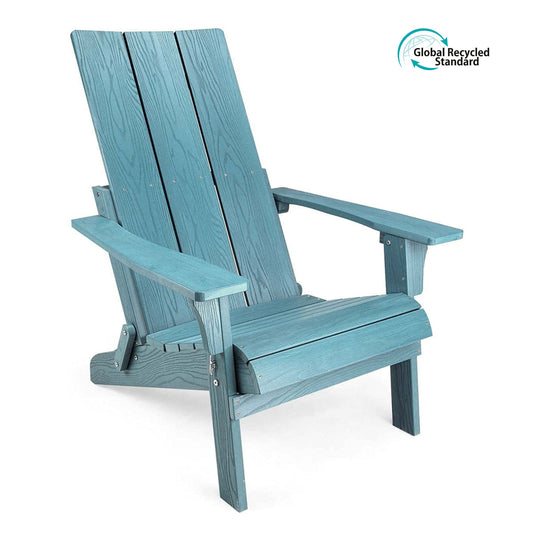 Folding Oversized Adirondack Chair Wood Texture, Folding Chair Weather Resistant, Outdoor Patio Chair for Outside, Garden, Beach, Fire Pit Chair
